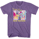 Mtv-Mtv Spring Break 88 Palm Trees-Purple Heather Adult S/S T-Shirt - Purple Heather