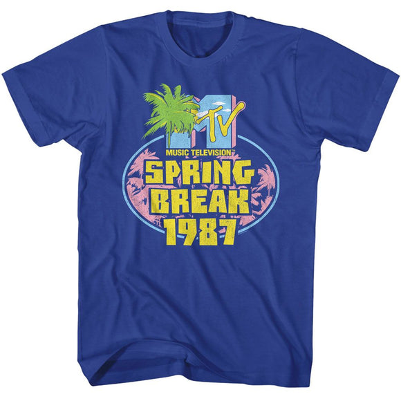 Mtv-Mtv Spring Break 87-Royal Adult S/S T-Shirt - Royal