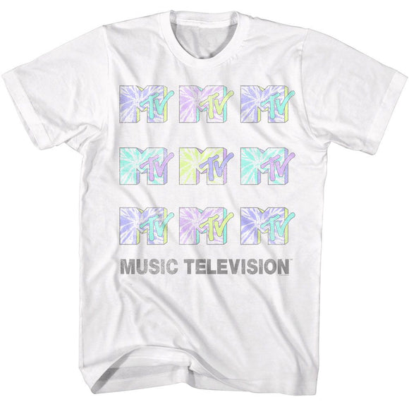 Mtv-Mtv Tie Dye Logos-White Adult S/S T-Shirt - White