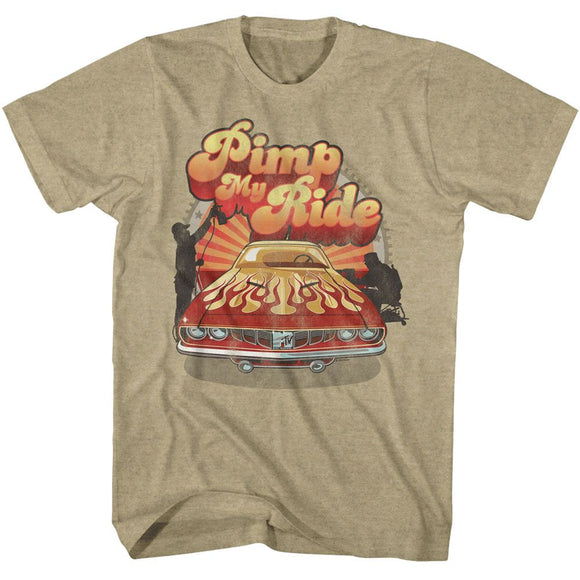 Mtv-Mtv Pimp My Ride Car-Khaki Heather Adult S/S T-Shirt - Khaki Heather