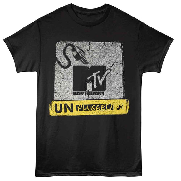 Mtv-Mtv Cracked Background-Black Adult S/S T-Shirt - Black