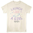 Nasa-Nasa Launch Like A Girl-Natural Adult S/S T-Shirt - Natural