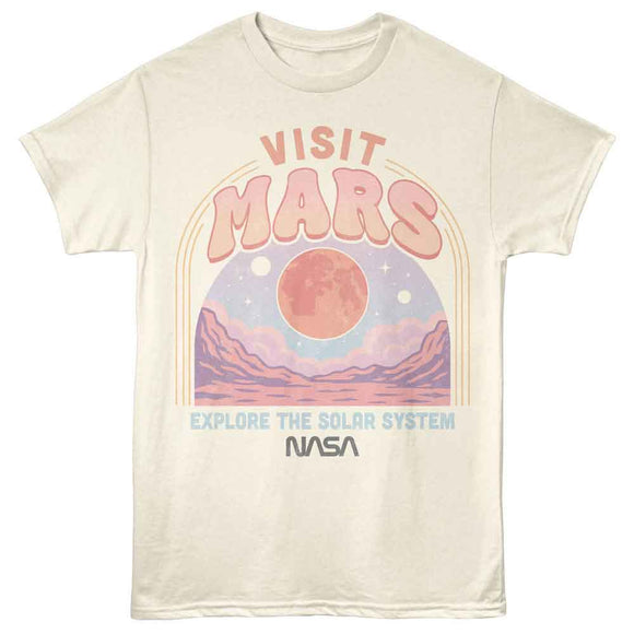 Nasa-Nasa Visit Mars-Natural Adult S/S T-Shirt - Natural