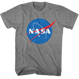 Nasa-Nasa Meatball Logo-Graphite Heather Adult S/S T-Shirt - Graphite Heather