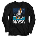 Nasa-Nasa Shuttle In Space-Black Adult L/S T-Shirt - Black