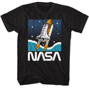 Nasa-Nasa Shuttle In Space-Black Adult S/S T-Shirt - Black