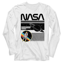 Nasa-Nasa Saturn-White Adult L/S T-Shirt - White