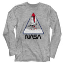 Nasa-Nasa Triangle-Gray Heather Adult L/S T-Shirt - Gray Heather