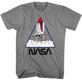 Nasa-Nasa Triangle-Graphite Heather Adult S/S T-Shirt - Graphite Heather
