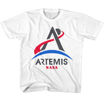 Nasa-Nasa Artemis Program Logo-White Youth S/S T-Shirt (7-8) - White