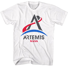 Nasa-Nasa Artemis Program Logo-White Adult S/S T-Shirt - White