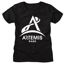 Nasa-Nasa Artemis One Color Light-Black Ladies S/S T-Shirt - Black