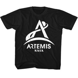 Nasa-Nasa Artemis One Color Light-Black Youth S/S T-Shirt-Xs (5-6) - Black