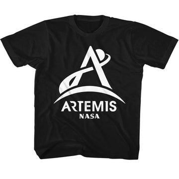 Nasa-Nasa Artemis One Color Light-Black Youth S/S T-Shirt (7-8) - Black
