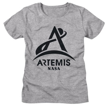 Nasa-Nasa Artemis One Color Dark-Athletic Heather Ladies S/S T-Shirt - Athletic Heather