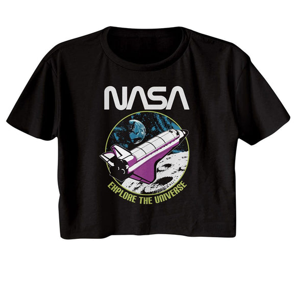 Nasa-Nasa Explore The Universe-Black Ladies S/S Festival Cali Crop-S - Black