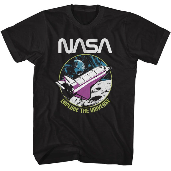 Nasa-Nasa Explore The Universe-Black Adult S/S T-Shirt - Black