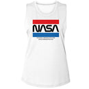 Nasa-Nasa Stripes-White Ladies Muscle Tank S - White