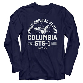Nasa-Nasa Columbia Sts 1-Navy Adult L/S T-Shirt - Navy