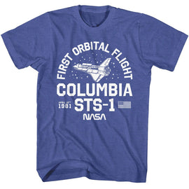 Nasa-Nasa Columbia Sts 1-Royal Heather Adult S/S T-Shirt - Royal Heather
