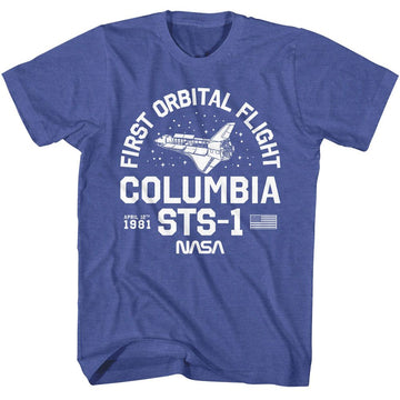 Nasa-Nasa Columbia Sts 1-Royal Heather Adult S/S T-Shirt - Royal Heather