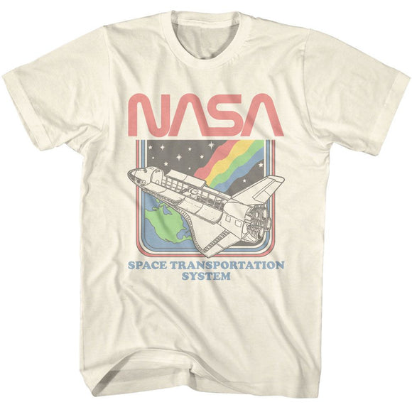 Nasa-Nasa Rainbow Sts-Natural Adult S/S T-Shirt - Natural