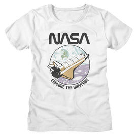 Nasa-Nasa Explore The Universe-White Ladies S/S T-Shirt - White