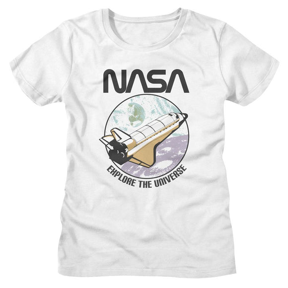 Nasa-Nasa Explore The Universe-White Ladies S/S T-Shirt - White