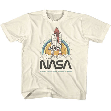 Nasa-Nasa Exploring Space Circles-Natural Youth S/S T-Shirt (7-8) - Natural