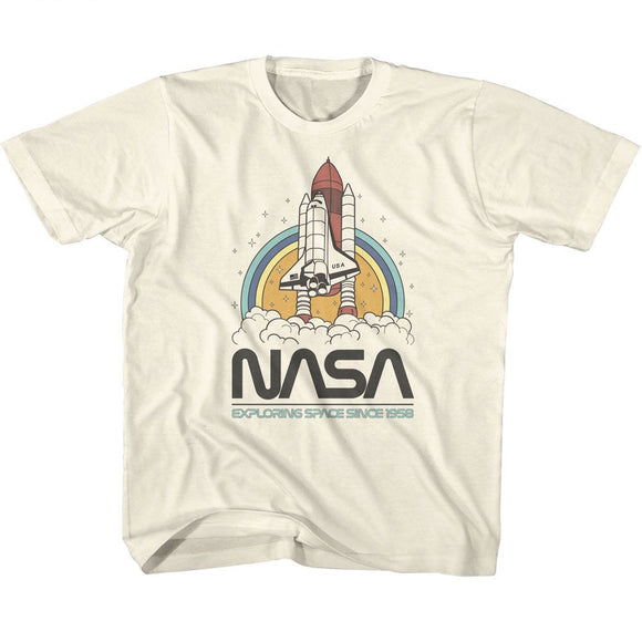 Nasa-Nasa Exploring Space Circles-Natural Youth S/S T-Shirt-Xs (5-6) - Natural