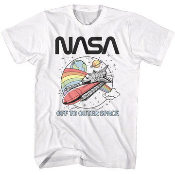 Nasa-Nasa To Space-White Adult S/S T-Shirt - White