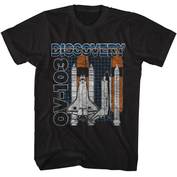 Nasa-Nasa Discovery Ov 103-Black Adult S/S T-Shirt - Black
