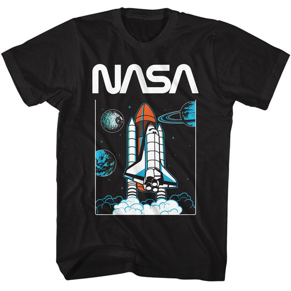 Nasa-Nasa Planets-Black Adult S/S T-Shirt - Black