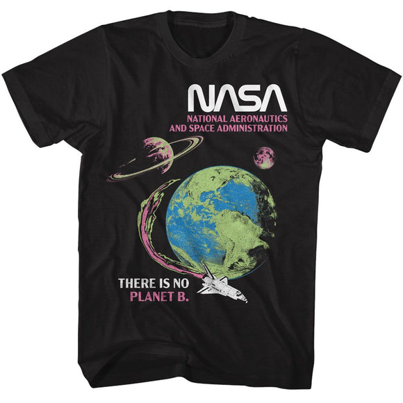 Nasa-Nasa There Is No Planet B-Black Adult S/S T-Shirt - Black