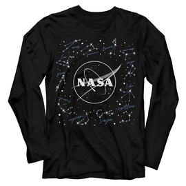 Nasa-Nasa Constellations-Black Adult L/S T-Shirt - Black
