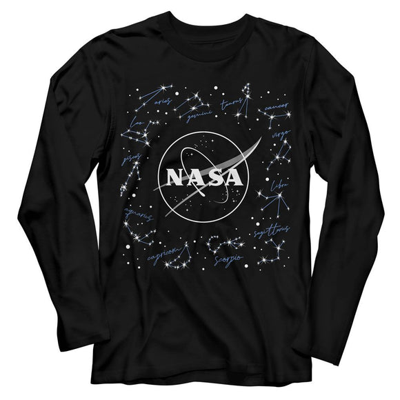 Nasa-Nasa Constellations-Black Adult L/S T-Shirt - Black