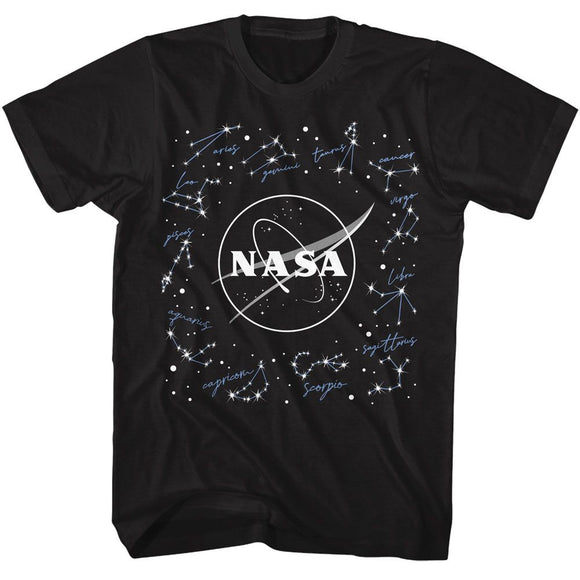 Nasa-Nasa Constellations-Black Adult S/S T-Shirt - Black