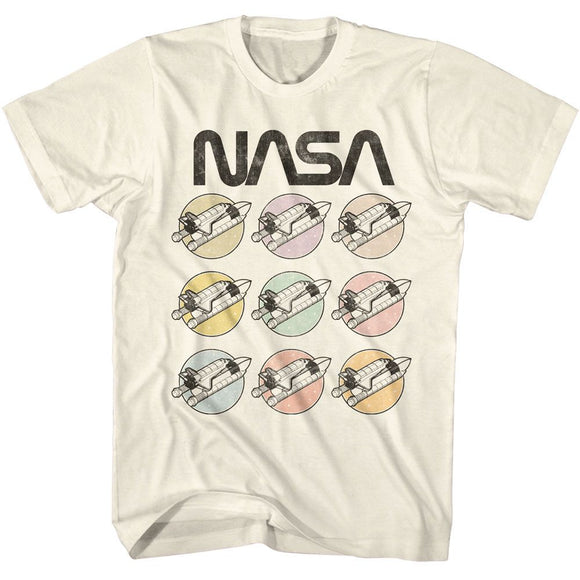 Nasa-Nasa Pastel Rockets-Natural Adult S/S T-Shirt - Natural