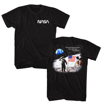 Nasa-Nasa Moon Landing Flag-Black Adult S/S T-Shirt ***F&B***-S - Black