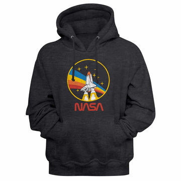 NASA Sts 28 Patch Charcoal Heather Adult Hooded Sweatshirt