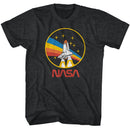 Nasa-Nasa Sts 28 Patch-Black Heather Adult S/S T-Shirt - Black Heather