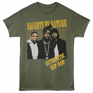 Naughty By Nature Authentic Hip Hop Military Green Adult T-Shirt