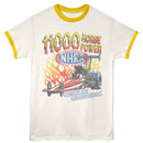 NHRA 11K Horsepower Vintage White Mellow Yellow Ringer Adult T-Shirt