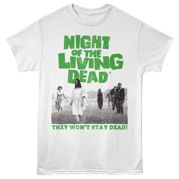 NIGHT OF THE LIVING DEAD NOTLD WALKING ZOMBIES W LOGO S T-Shirt in White