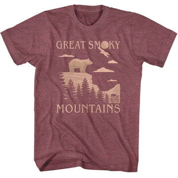NATIONAL PARKS NPCA GREAT SMOKY MOUNTAINS S T-Shirt in Vintage Maroon Heather