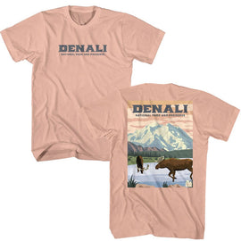 NATIONAL PARKS NPCA DENALI POSTER ART ***F&B*** S T-Shirt in Peach