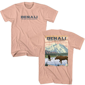 NATIONAL PARKS NPCA DENALI POSTER ART ***F&B*** S T-Shirt in Peach