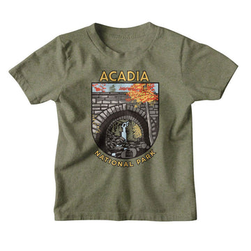 NATIONAL PARKS NPCA ACADIA YOUTH XS 5 6 T-Shirt in Military Green Heather