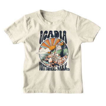 NATIONAL PARKS NPCA ACADIA COLORFUL SUN YOUTH XS 5 6 T-Shirt in Natural