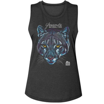 NATIONAL PARKS NPCA YOSEMITE COUGAR LADIES MUSCLE TANK S T-Shirt in Charcoal